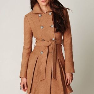 Free People Double Breasted Tie Wool Coat